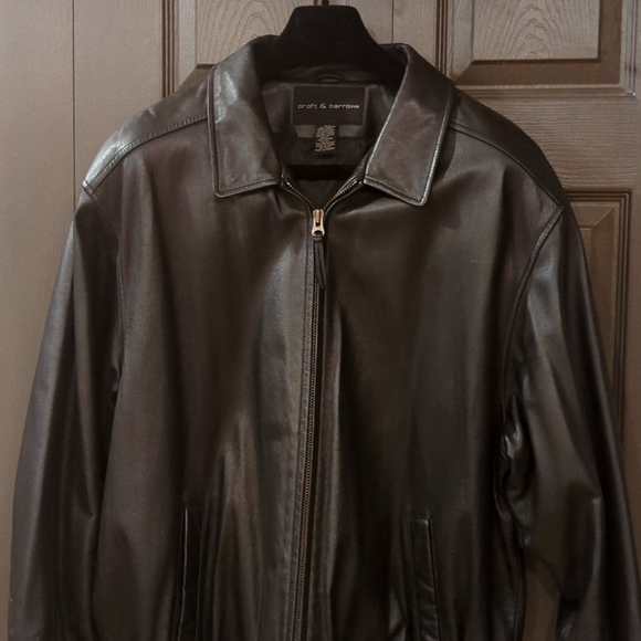 Men's XLT Black Leather Bomber Jacket - Picture 1 of 8